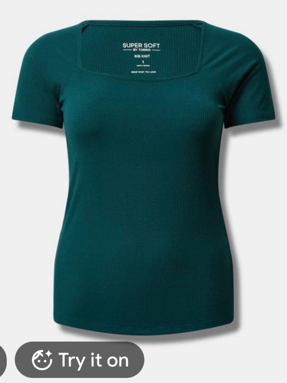 torrid BLACK Ribbed Square Neck Short Sleeve Top